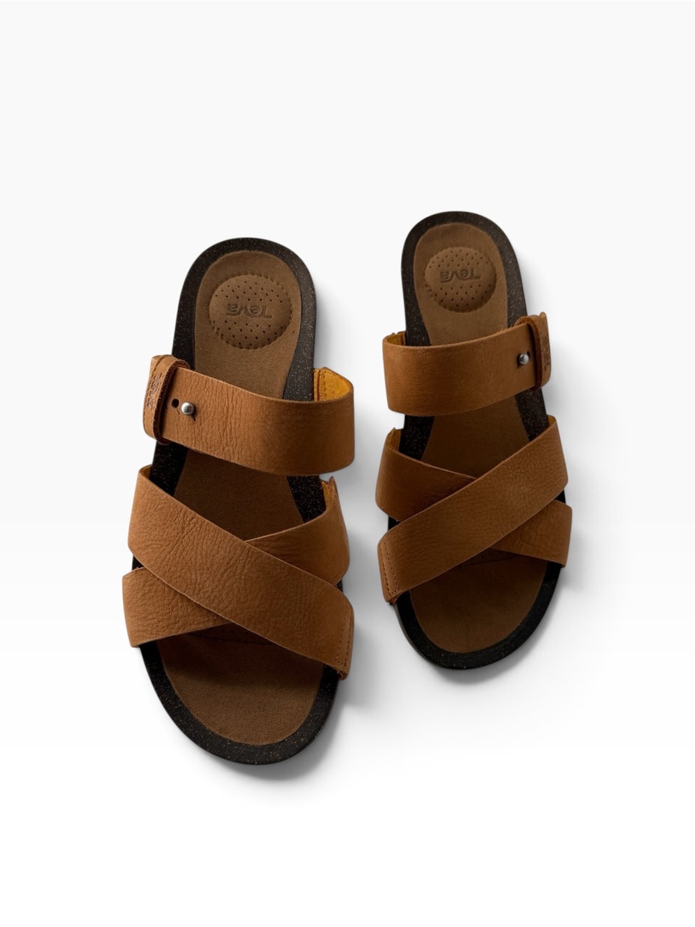 Teva Mahonia Leather Strappy Slides Boho Gorpcore Granola Sandals Women's Size 8